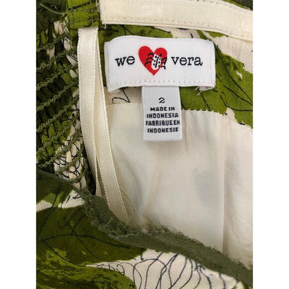 We Vera Women's Size 2 Cream Green Red Floral Strapless Lined A-Line Dress - Picture 10 of 10